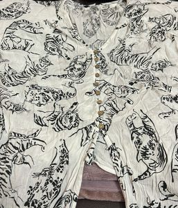 Tiger Print Button Down Top