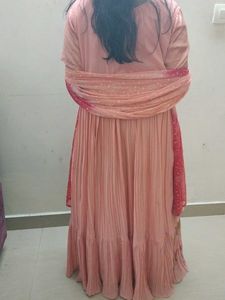Peach Embroidered Anarkali Dress