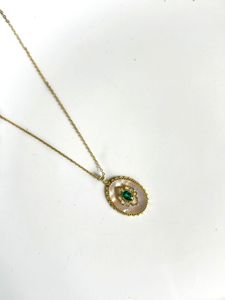 Vintage Emerald & Mother of Pearl Necklace