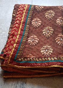 Elegant Brown Embroidered Sari