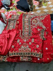 Orange Net Saree With Stone Work