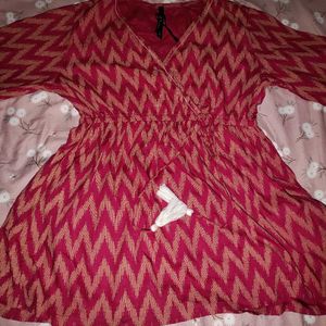 V- Neck Angrakha Short Kurti