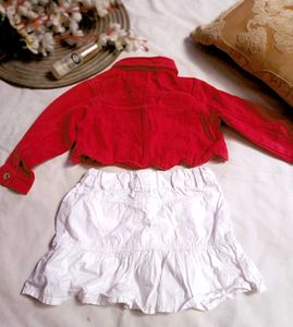 V, Beautiful Baby Girl Dress Red Jacket Nd, Skirt
