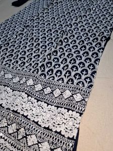 Embroidered Navy Blue Kurta