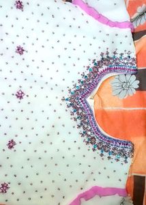 Embroidered White Top ( Lehga Choli)