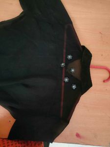 High To Low Pattern Black Georgette Shirt