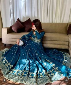 Teal Embroidered Anarkali Suit