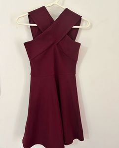 Burgundy Crisscross Mini Dress