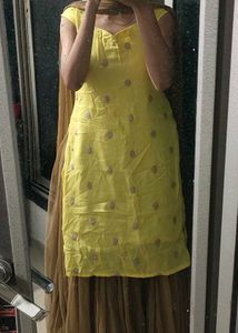 yellow and brown sharara Set