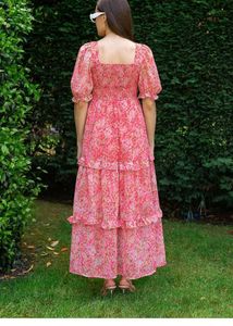 Pink Floral Printed Maxi Dress