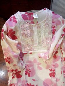 Dark Pink And White Suit (44 Size)