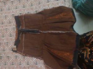 Kids Orange Denim Skirt With work