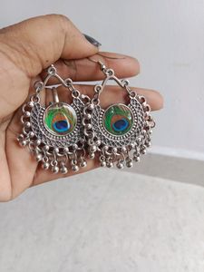 Oxidised Peacock Feather Design Set