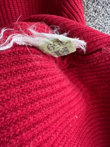 Red Ribbed Button Sweater