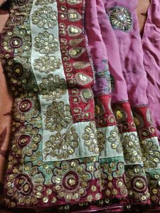 Elegant Pink Saree border work