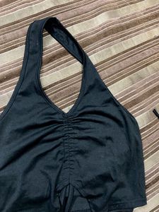 URBANIC Black Backless Tie Up Top