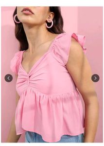 Pink Ruffle Sleeve Top