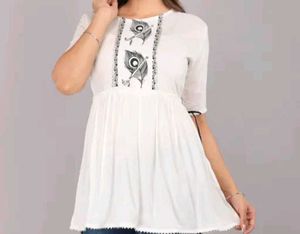 White Printed Top