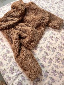 Brown Teddy Cropped Jacket