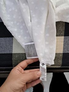 Classy White blouse Top With Self Design fabric