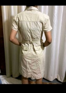 Cream Betl Button  Down Dress