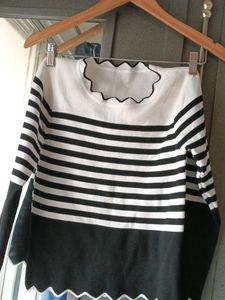 Striped Scalloped Trim Sweater
