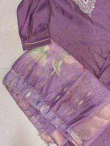 Purple Embroidered Indian Suit