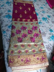 Elegant Pink Embroidered Saree