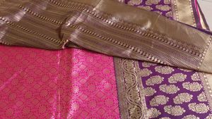 Pink &amp; Purple Banarasi Silk Saree