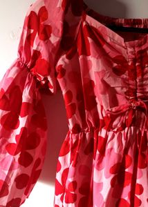 Red Flower Printed Dress