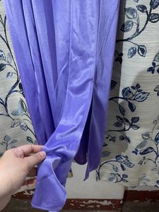 Purple Satin Nighty With Gown