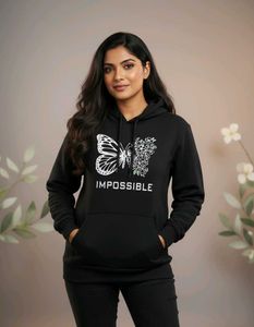 Black Butterfly Graphic Hoodie for Women