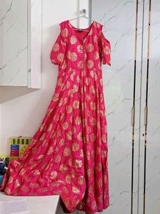 Elegant Pink & Gold Ethnic Gown