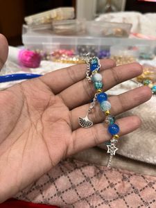 chain blue beaded Charm Bracelet