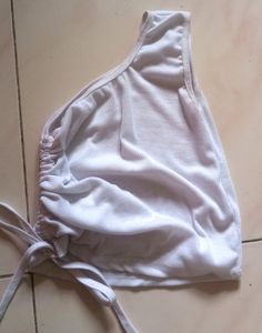 One Shoulder Side Rushed Top