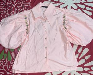 Brand New - Puff Sleeve Pink Top