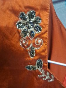 Orange Embellished Party Dress