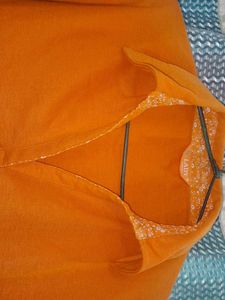 Color Tshirt With Folded Sleeves And Side Slit
