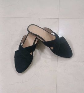 Black Criss-Cross Mules New