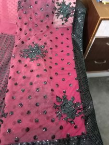 designer net saree with blouse