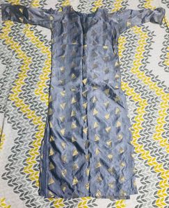 Yellow &amp; Grey Embroidered Kurti 🌻