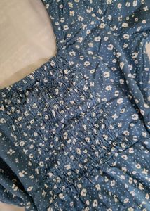 Blue Floral Print Mini Dress
