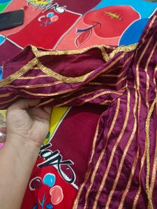Maroon &amp; Gold Striped Kurti
