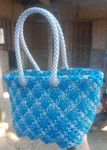 woven Blue &amp; White tiffin Bag