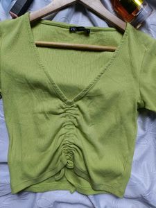 Neon Green Ruched Crop Top