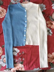 White And Blue Imported Sweatshirt .