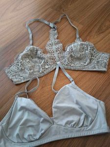 Comfort & Style: Grey Lace & Soft Bralette Set
