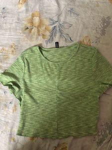 Trendy Green Crop Top | H&M Style | Lightly Worn