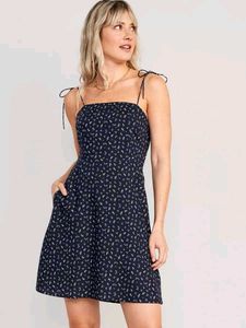 Old Navy Fit Flare Printed Tie-Shoulder Mini Dress