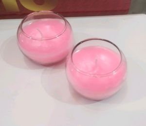 Beautiful Light Pink Scented Glass Candle